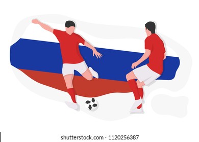 Russian football team player kicking dribbling 2018 championship vector illustration soccer Russia