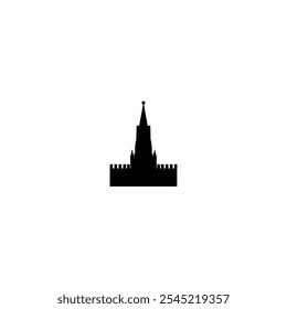 Russische Festung, Vektorsymbol. Parlament, Regierung, Mausoleum Gebäude Clipart, schwarz-weiß einfache Kontur Grafik für Web, Infografiken