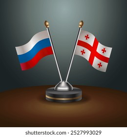 A tabela da República da Rússia e da Geórgia sinaliza a relação com o plano de fundo gradiente. Ilustração de vetor