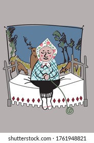 Russian grandmother in soviet room