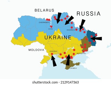 Ataque terrestre ruso y movimientos de tropas militares en la guerra en Ucrania