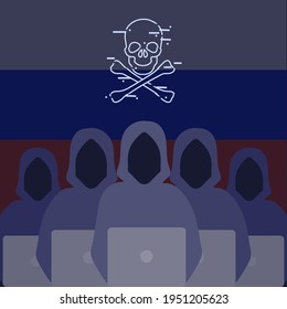Russian hackers vector illustration. Hacking concept 