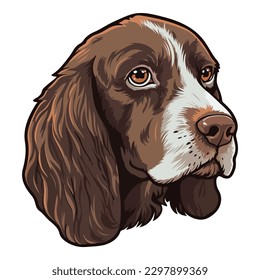 Russian Hunting Spaniel Flat Icon Isolated On White Background