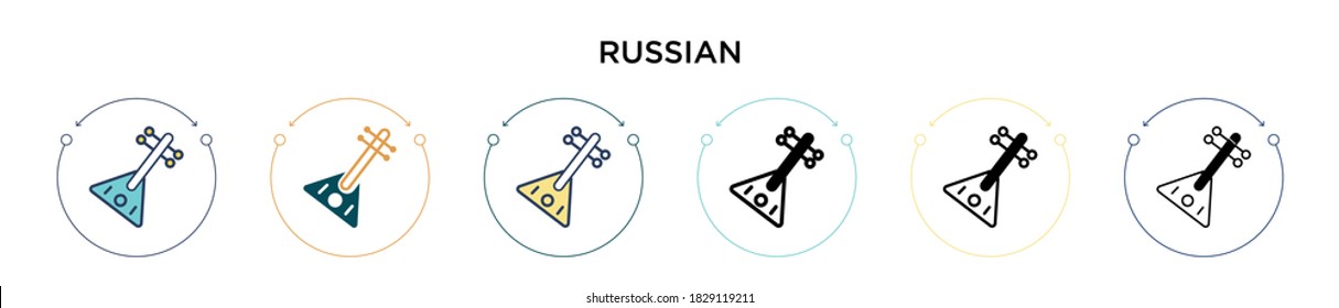 Russian icon in filled, thin line, outline and stroke style. Vector illustration of two colored and black russian vector icons designs can be used for mobile, ui, web