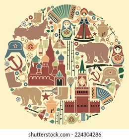 Russian icons in the form of a circle