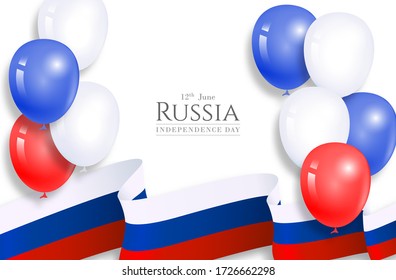 Russian Independence Day With Flag And Balloon