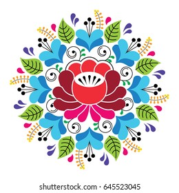 Russian inspired folk art pattern - colorful floral composition