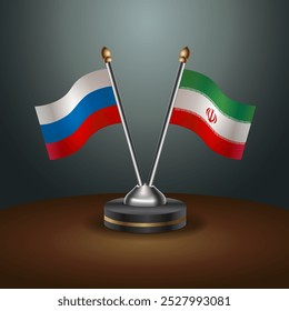 Russian and Iran table flags relation  with gradient backgrund. Vector Illustration