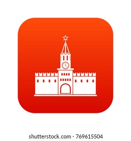 Russian kremlin icon digital red for any design isolated on white vector illustration
