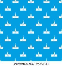 Russian kremlin pattern repeat seamless in blue color for any design. Vector geometric illustration