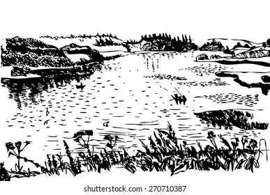 Russian landscape, lake