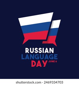 Russian Language Day. June 6. Flat design vector. Poster, banner, card, background. Eps 10.