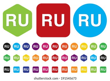 Russian language sign icon. RU Russia Portugal translation symbo