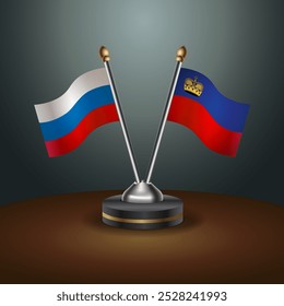 Russian and Liechtenstein table flags relation  with gradient backgrund. Vector Illustration