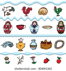 russian life seamless pattern  for paper and fabric design
