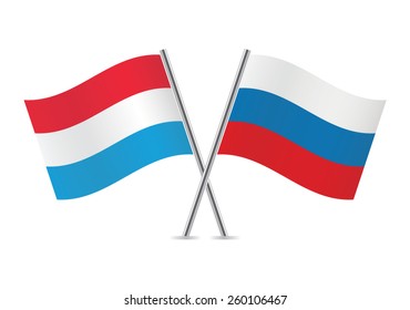 Russian and Luxembourg flags. Vector illustration.