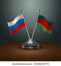 Tabela russa e malaui sinaliza relação com plano de fundo de gradiente. Ilustração de vetor