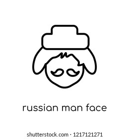 Russian man face icon. Trendy modern flat linear vector Russian man face icon on white background from thin line People collection, editable outline stroke vector illustration