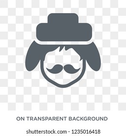 Russian man face icon. Trendy flat vector Russian man face icon on transparent background from People collection. 