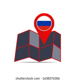 Russian map icon with a country flag