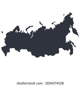 Silueta de mapa ruso sobre fondo blanco 