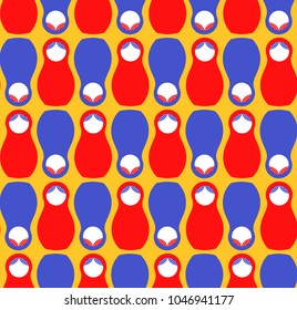 Russian matreshka flat simple modern seamless vector pattern