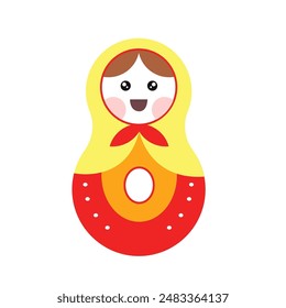 Russian Matryoshka Doll in National Costume Vector illustration