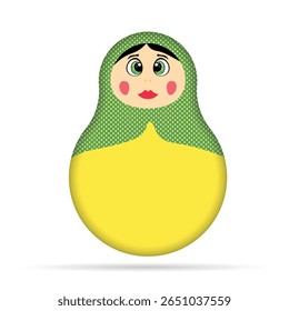 Russian Matryoshka. Traditional Russian folklore dolls with big eyes and lips. Babushka doll with hohloma, traditional painted floral pattern. Hand drawn vector illustration.
