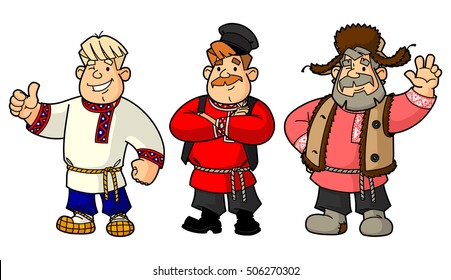 Russian men in their national costumes.