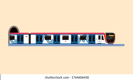 Russian Metro Moscow Modern Train Car Leaves The Tunnel