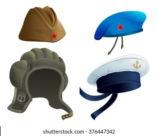 Russian military garrison cap. Isolated on white illustration