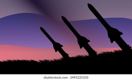 Russian missiles, flat color illustration