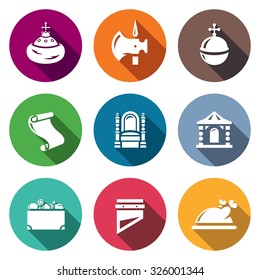 Russian Moscow ancient state and the Principality icons set. Vector Illustration.