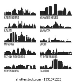 Russian Most Famous Skyline City Silhouette Design Collection Set Pack