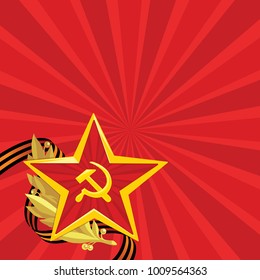Russian national holiday on 23 February. Defender of the Fatherland Day. Great gift card for men. Vector illustration on red background.