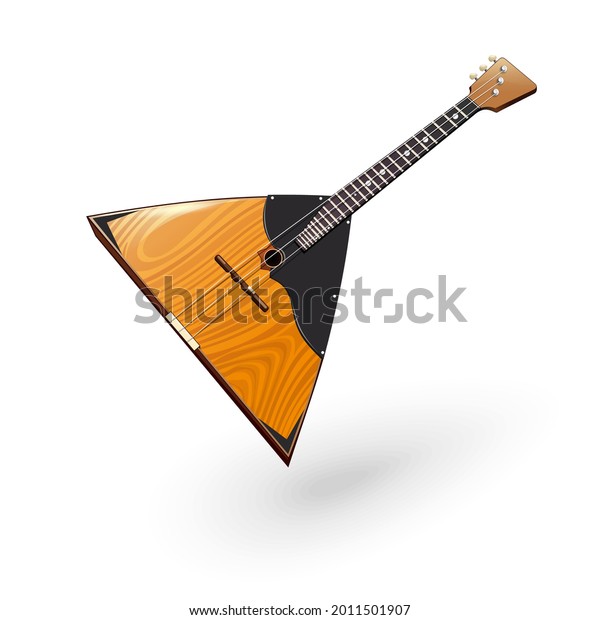 Russian national\
string musical instrument balalaika. Balalaika is a plucked string\
musical instrument with a triangular soundboard. Vector\
illustration isolated on\
white