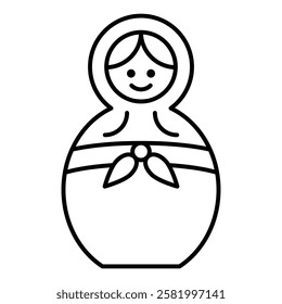 Russian nesting doll icon Flat vector set outline