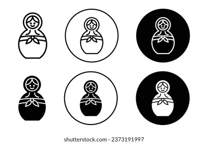 Russian nesting doll icon. Russia family fertility symbol set. Russian tea dolls or stacking dolls vector sign. Wooden Matryoshka nesting toy of woman figure line logo