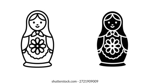 Russische nistende Puppe Symbol-Set. Russische nistende Puppe Vektorsymbol in schwarz gefüllt und umrissen Stil.