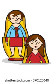 A russian nesting doll illustrates the concept of coming out as transgender  
