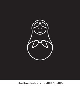 Russian nesting doll line icon, Matryoshka outline vector logo illustration, linear pictogram isolated on black