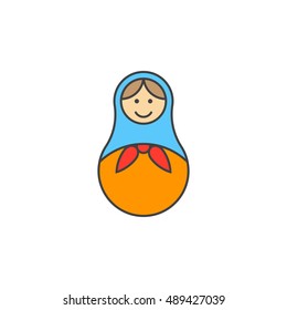 Russian nesting doll line icon, Matryoshka filled outline vector sign, linear colorful pictogram isolated on white, logo illustration