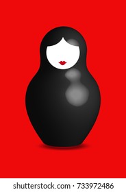 Russian nesting doll matrioshka, 3D icon symbol of Russia, vector isolated or red background