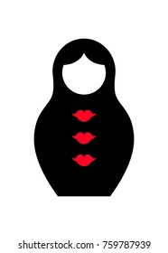 Russian nesting doll matrioshka, flat icon symbol of Russia, vector isolated or white background