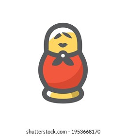 Russian Nesting Doll Vector icon Cartoon illustration.