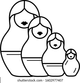 Russian nesting dolls line art icon 