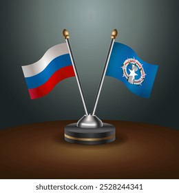 Russian and Northern Marianas table flags relation  with gradient backgrund. Vector Illustration