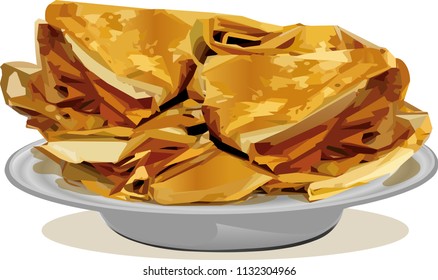 Russian pancakes on a plate vector illustration isolated on white background