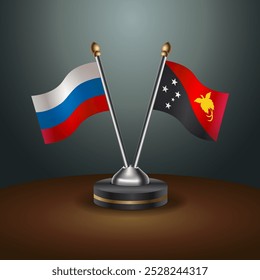 Tabela russa e Papua-Nova Guiné sinaliza relação com fundo de gradiente. Ilustração de vetor