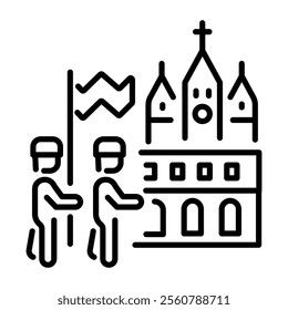 Russian parade icon in linear style 